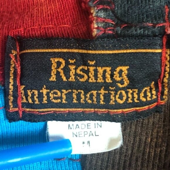 Rising International Womens Razor Cut Patchwork Hooded Jacket Sz M Zipper Boho - Picture 6 of 14